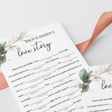 Greenery Wedding Mad Libs Game for Bridal Showers