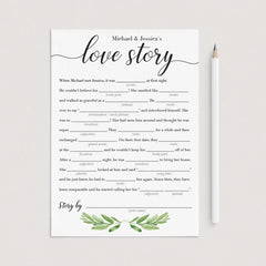 a love story mad libs for wedding shower