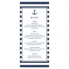 Editable menu cards template nautical theme by LittleSizzle