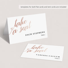 Rose gold name cards editable PDF template by LittleSizzle