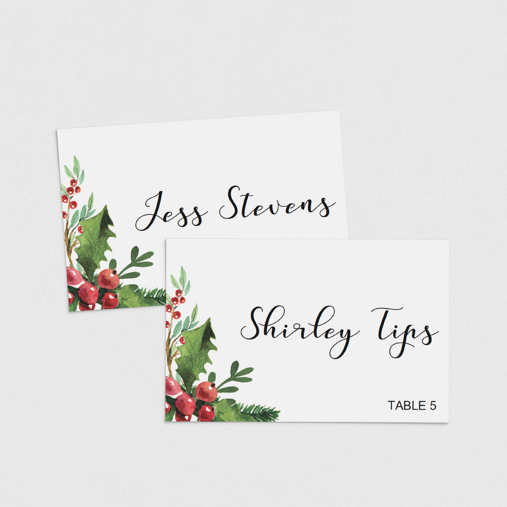 Christmas decorations place cards template PDF by LittleSizzle