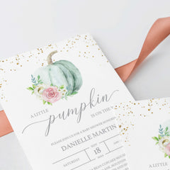 Watercolor Pumpkin Baby Shower Invitation Gender Neutral
