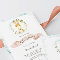 Watercolor Bunny Baby Shower Invitation Template