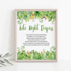 Printable late night diapers sign for Hawaiian shower by LittleSizzle