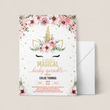 Floral Unicorn Baby Sprinkle Invitation Kit PDF Templates