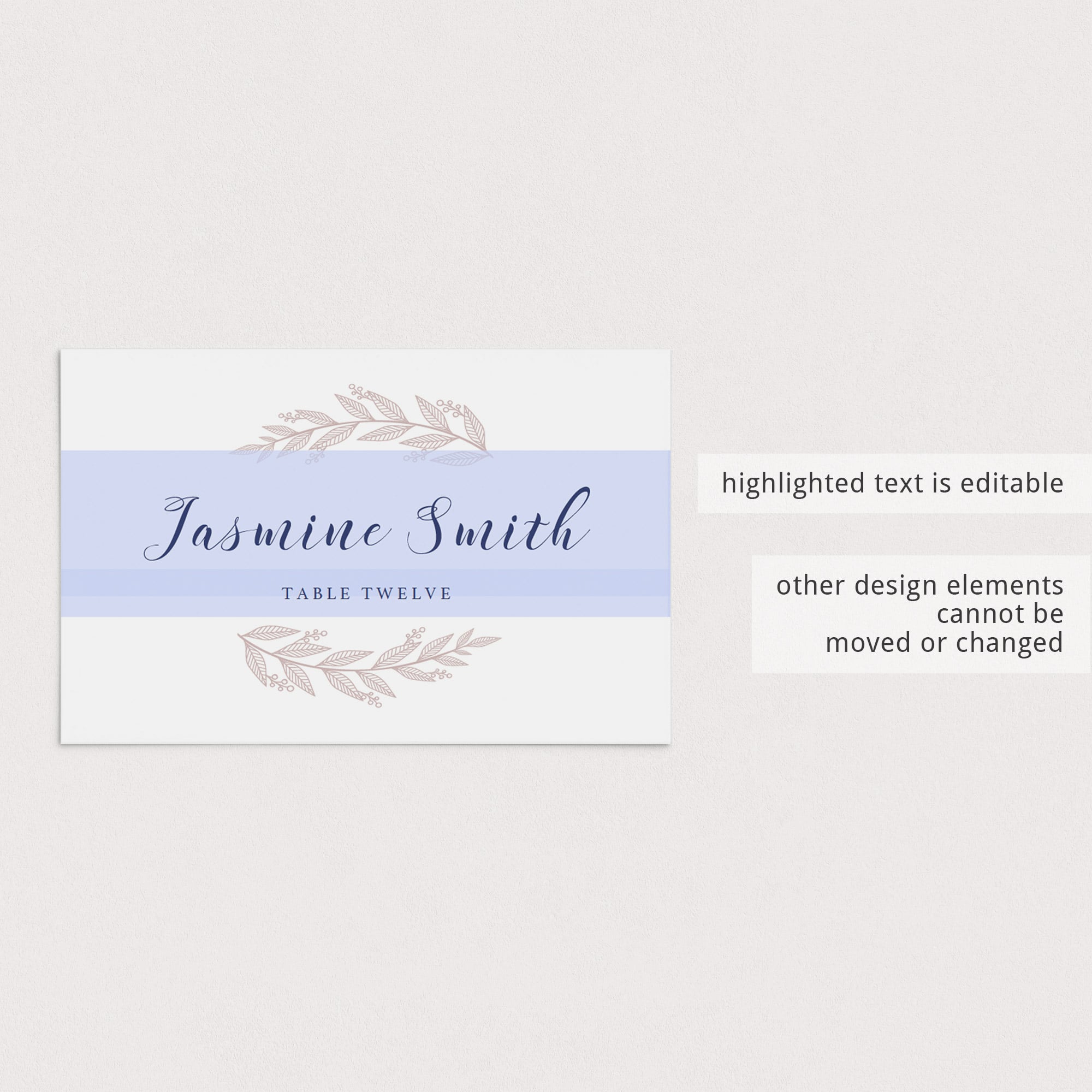 Rustic leafy place cards instant download by LittleSizzle
