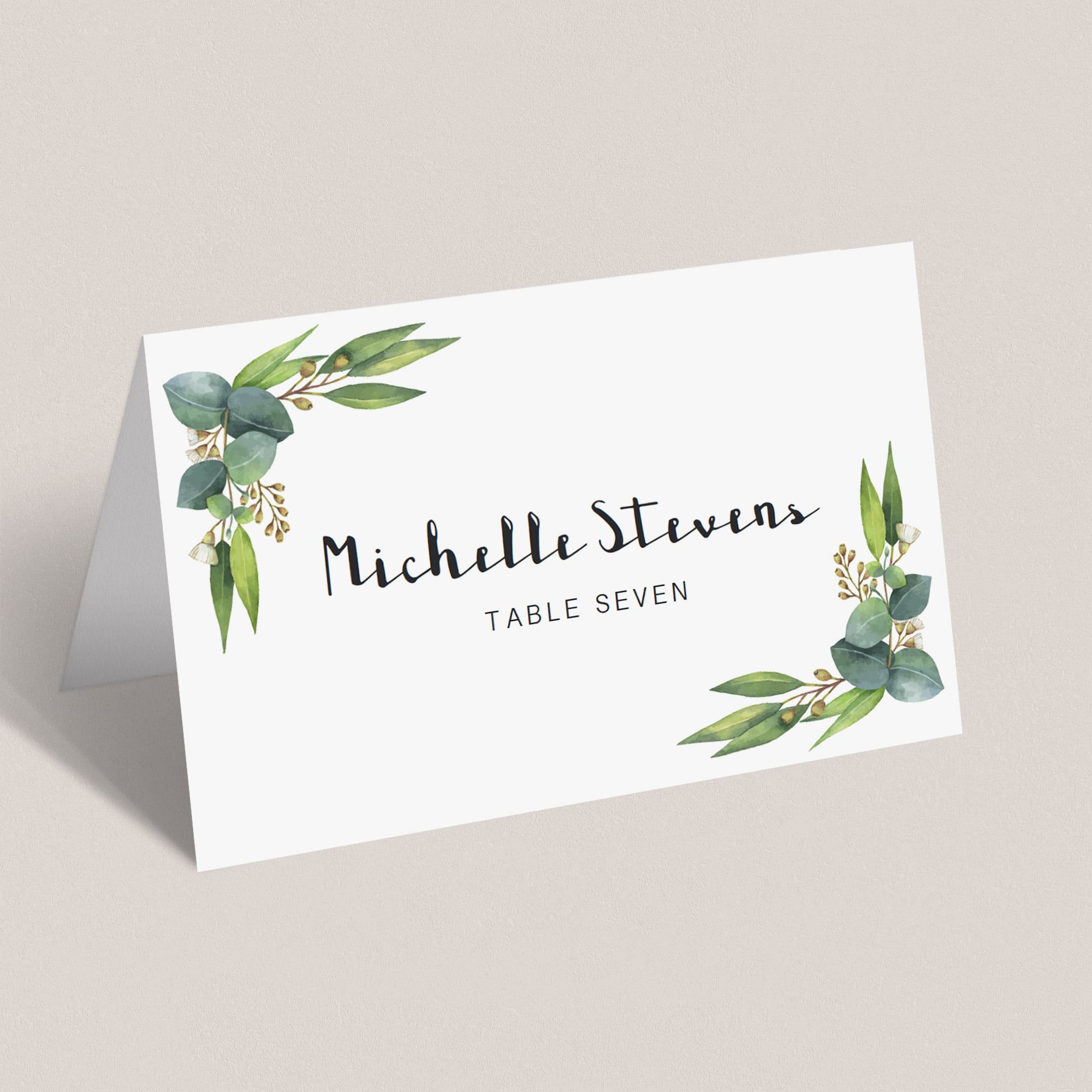 eucalyptus wedding name card printable