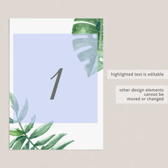 Printable table numbers with green leaves by LittleSizzle