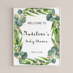 Editable Greenery Welcome Sign Template