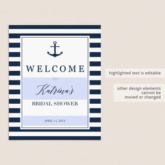 Nautical Welcome Sign for Bridal Shower Decor