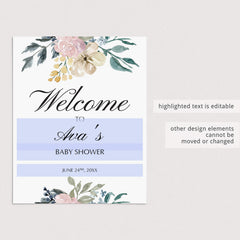 Printable Floral Watercolor Shower Decor Package