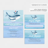 Whale Invitation Set for Boy Baby Shower