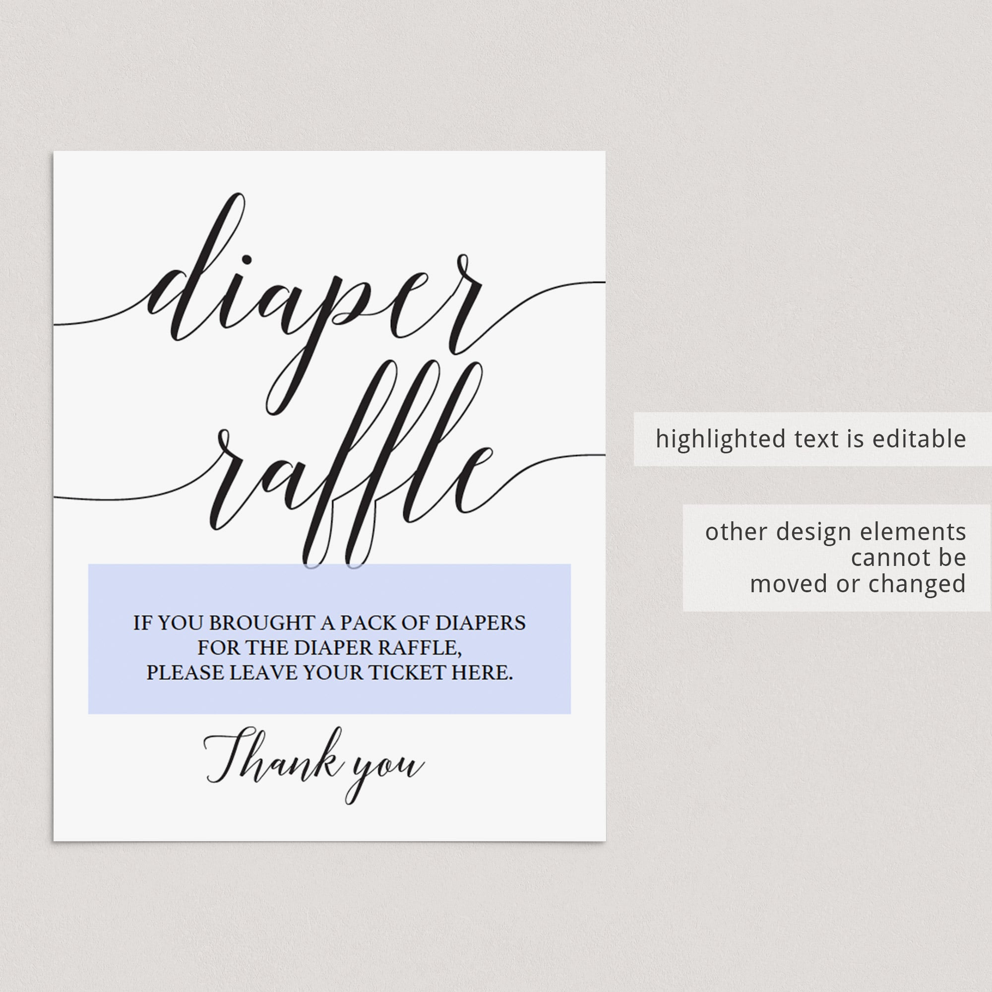 DIY diaper raffle sign template by LittleSizzle