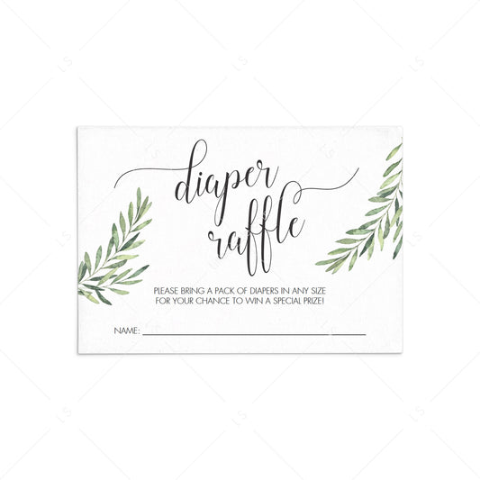 Green Baby Shower Game Editable Diaper Raffle Cards by LittleSizzle