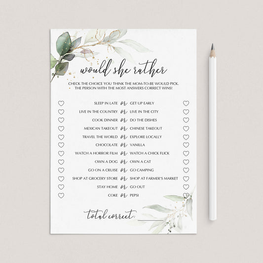 Modern Chic Would She Rather Baby Shower Game Printable by LittleSizzle