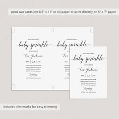 Simple Baby Sprinkle Invitation Template with Calligraphy Font