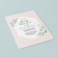 Blush Baby Shower Invitation Set with Flowers