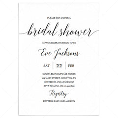Calligraphy Bridal Shower Invitation Template by LittleSizzle