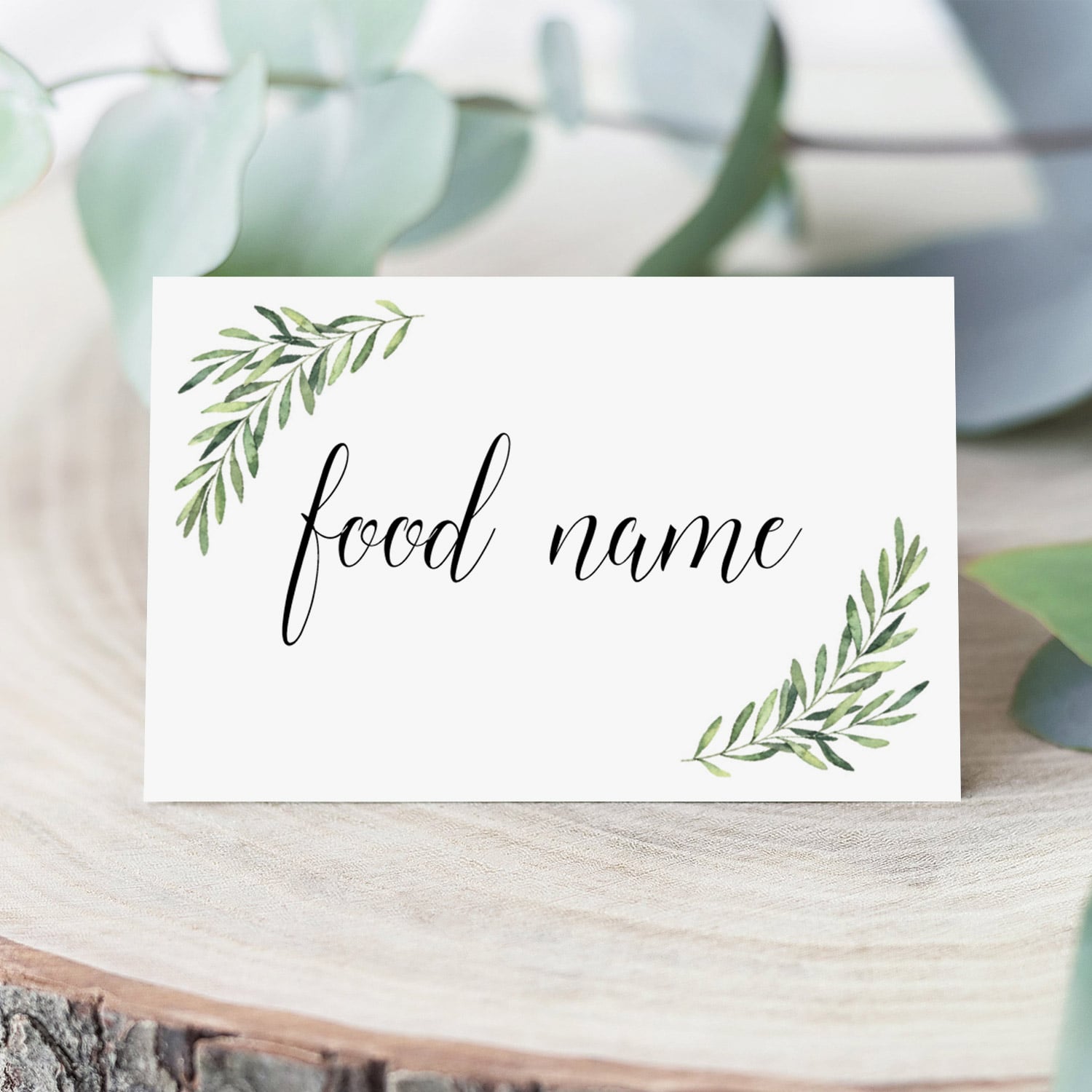 Green Leaf Food Card Template Instant Download by LittleSizzle