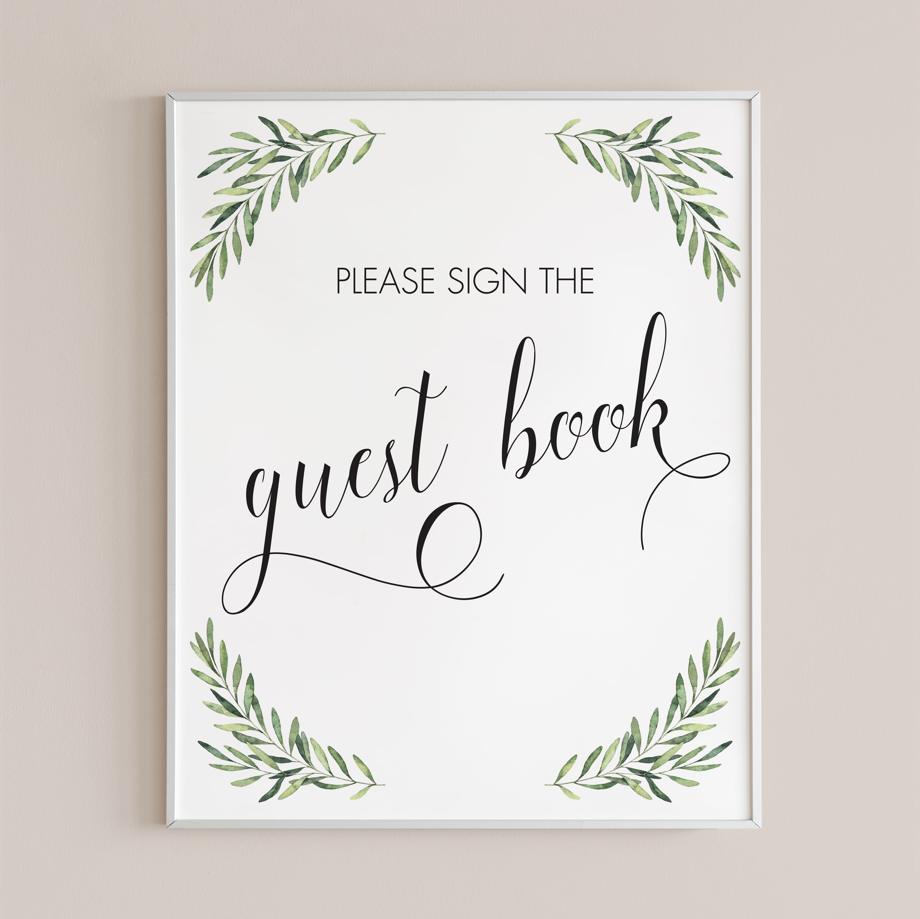 Guest Book Sign with Green Leaf printable by LittleSizzle
