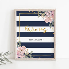 Chic navy and gold favor sign instant download by LittleSizzle