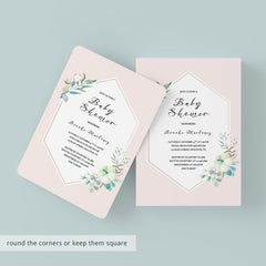 Blush Baby Shower Invitation Set with Flowers