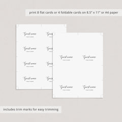 Calligraphy Dinner Party Seating Cards Template