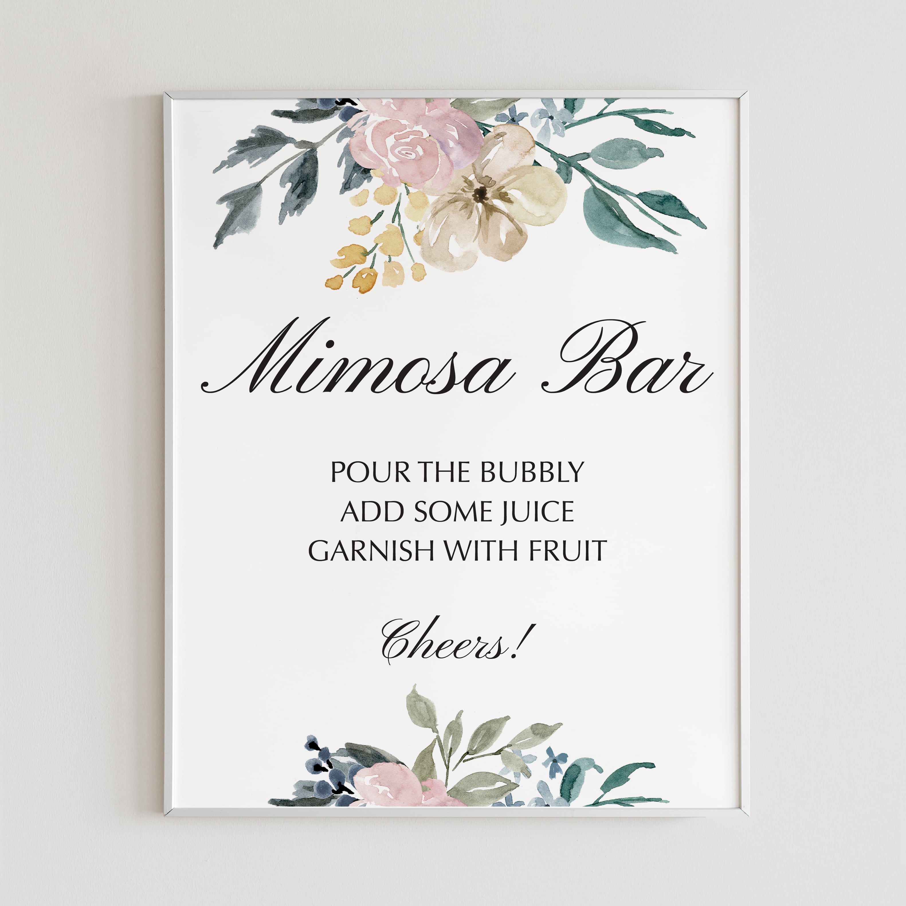 Mimosa Bar Sign, Bridal Shower Wedding, Black and White, Instant
