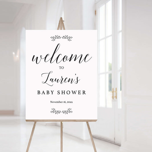 Elegant Black and White Baby Shower Welcome Sign Template by LittleSizzle