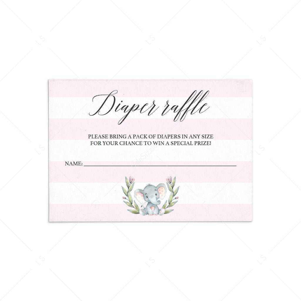 Pink Elephant Baby Shower Diaper Raffle Ticket template – LittleSizzle pink-elephant-baby-shower-diaper-raffle-ticket-template-littlesizzle