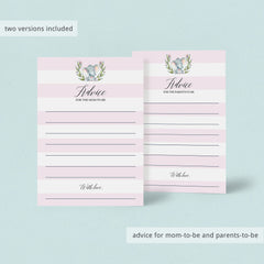 Advice cards for baby shower PDF by LittleSizzle