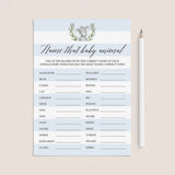 elephant baby shower games printable name that baby animal by LittleSizzle