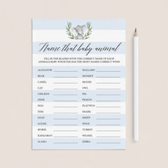 elephant baby shower games printable name that baby animal by LittleSizzle