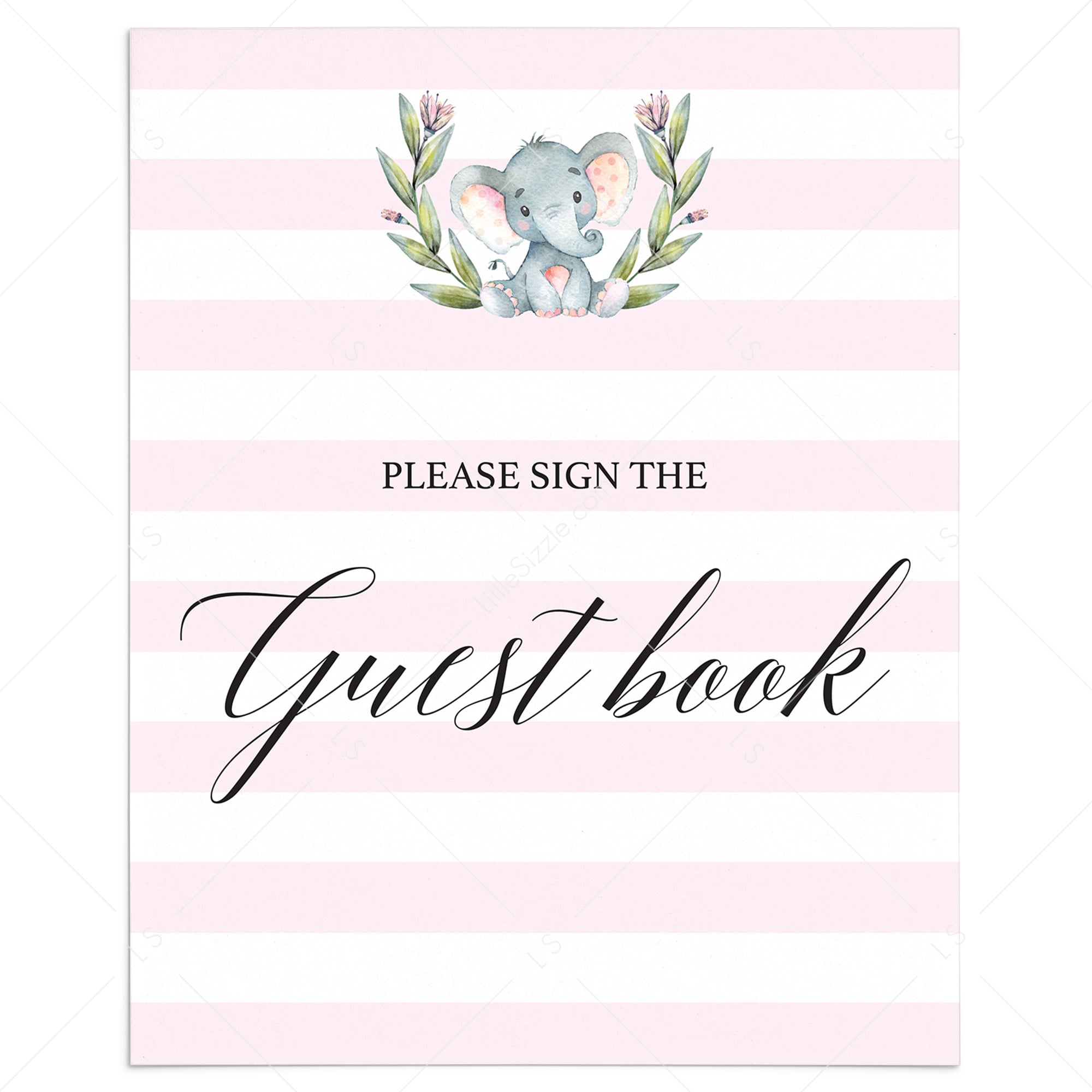 Girl baby shower guest book sign pink and white by LittleSizzle