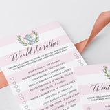 Printable Mommy Quiz for Girl Baby Shower Pink and White