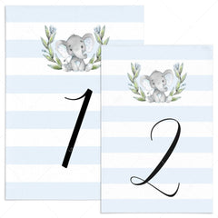 Elephant themed party decor printable table number cards by LittleSizzle
