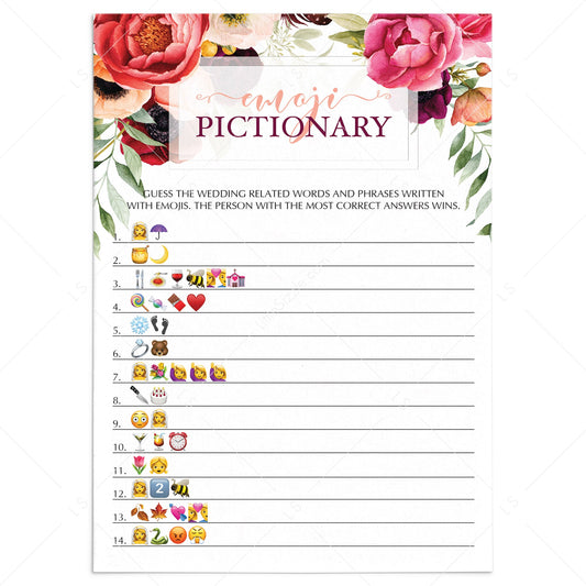 emoji pictionary boho theme bridal shower game by LittleSizzle