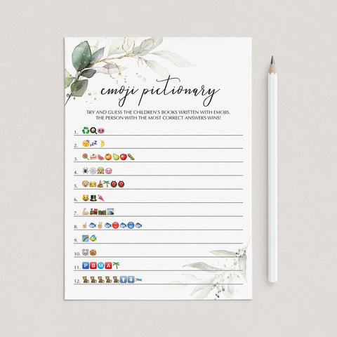 Greenery Gold Baby Shower Games Package Printable | Instant Download ...