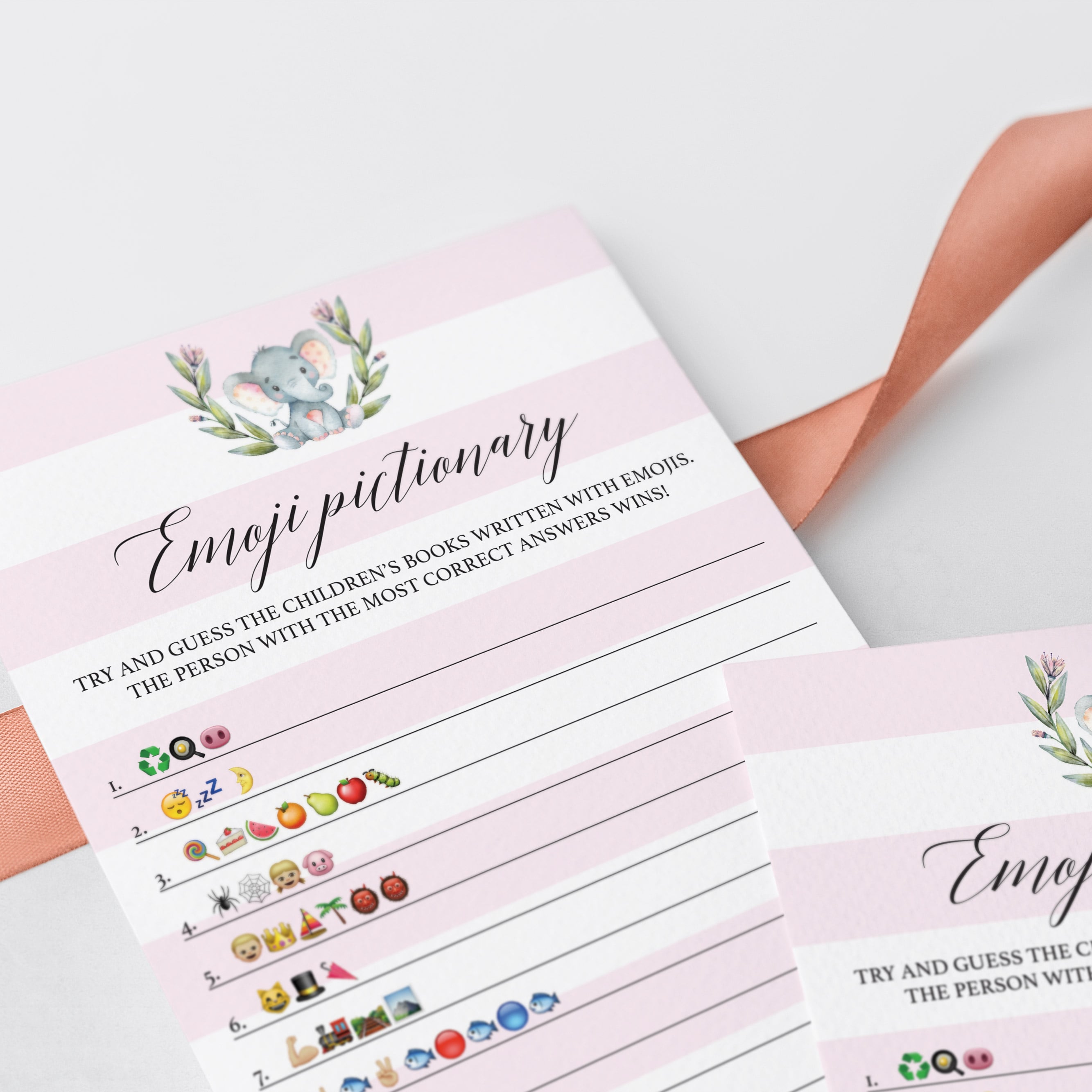 Girl baby shower emoji game printable PDF by LittleSizzle