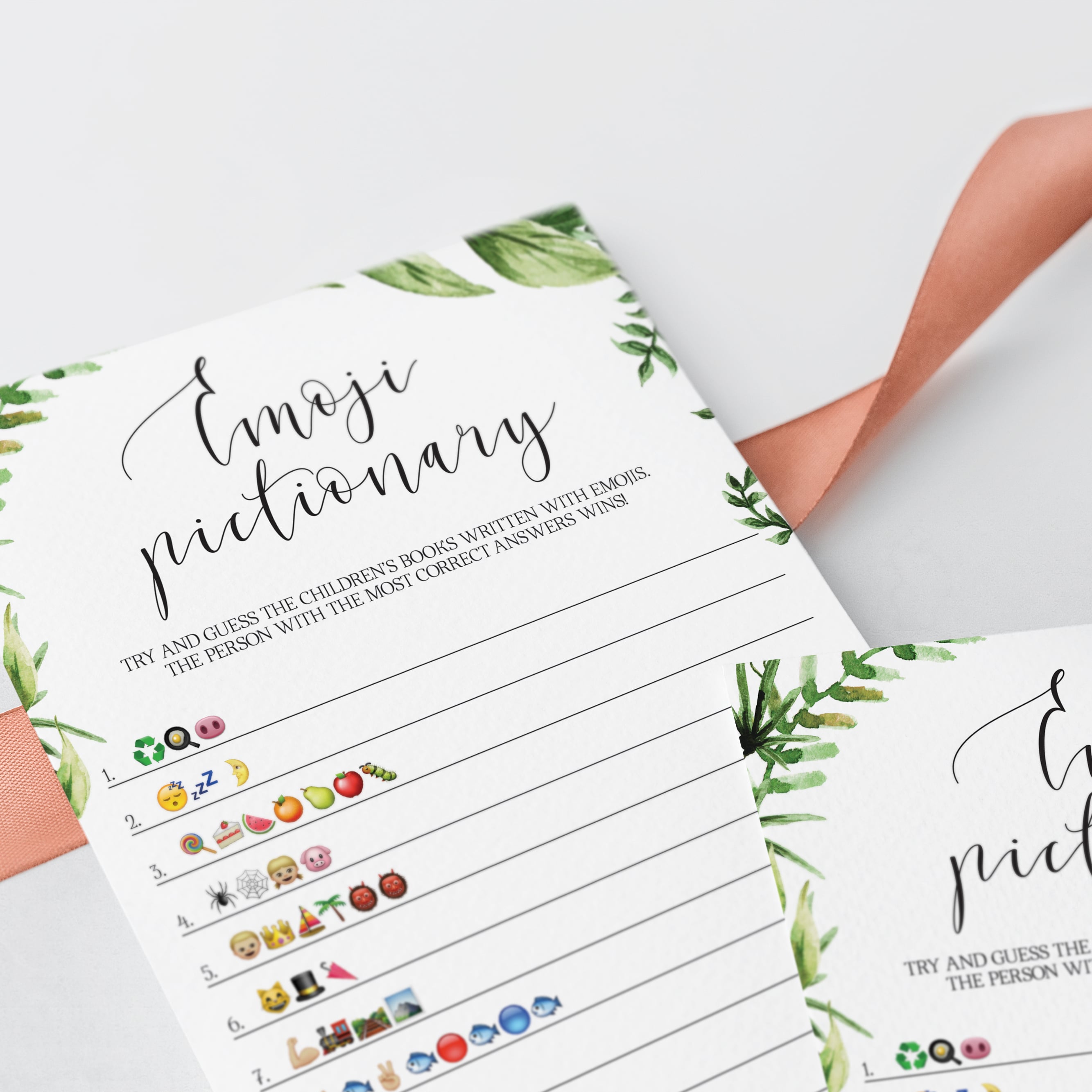 Greenery emoji game for baby shower instant download  by LittleSizzle