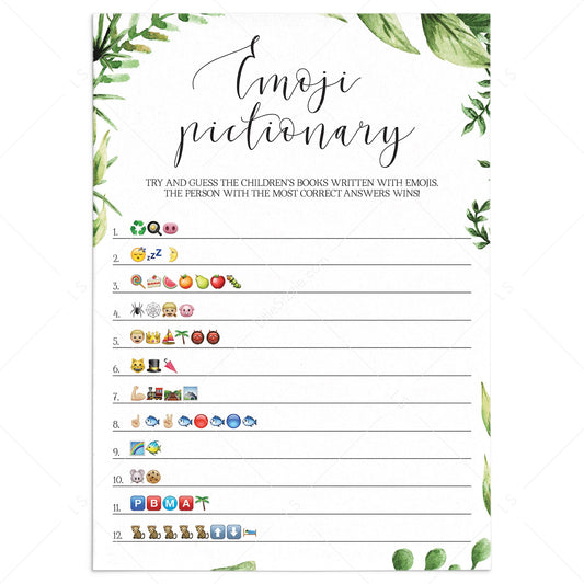 Emoji pictionary childrens books baby shower game printable by LittleSizzle