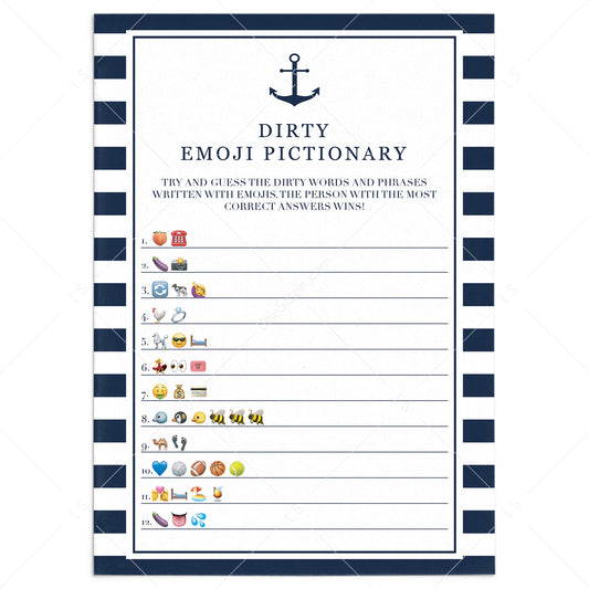 Naughty Emoji Pictionary Game with Answer Key Printable by LittleSizzle