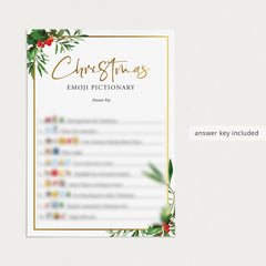 Emoji Pictionary Christmas Game with Answers Printable