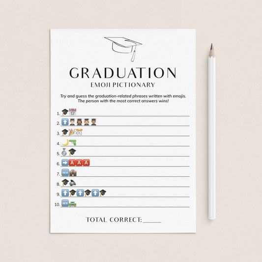 Graduation Emoji Game with Answer Key Printable by LittleSizzle