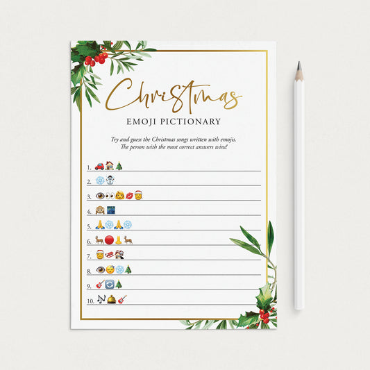 Emoji Pictionary Christmas Game with Answers Printable by LittleSizzle