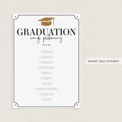 Gold Graduation Party Games Instant Download
