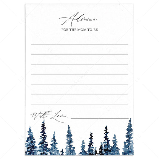 Advice Cards for Baby Shower Winter Forest by LittleSizzle