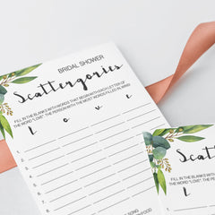 watercolour eucalyptus leaves wedding shower games printables