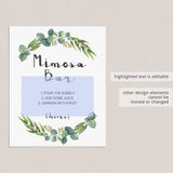 watercolor leaf mimosa sign instant download