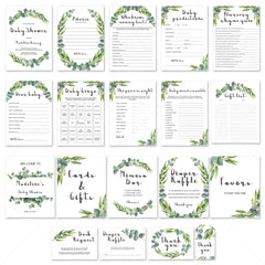 Eucalyptus Baby Shower Printable Full Package | 19 Products All-In-One ...